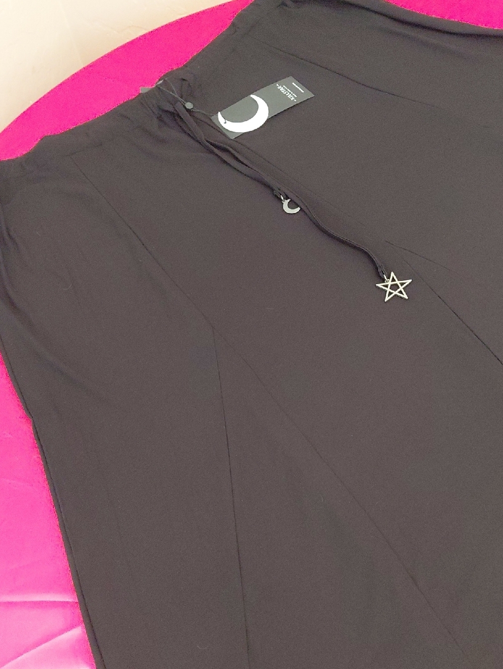 KILLSTAR TWILIGHT HOUR 3X Black Maxi Skirt with Crescent & Star Charm DRAWSTRING - Picture 10 of 13